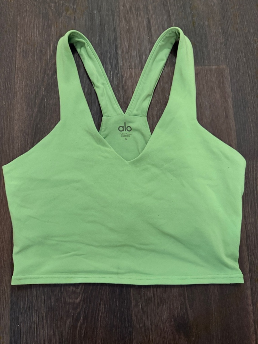 Alo airbrush real Cropped V-Neck Sports Bra Tank in Lime Green
